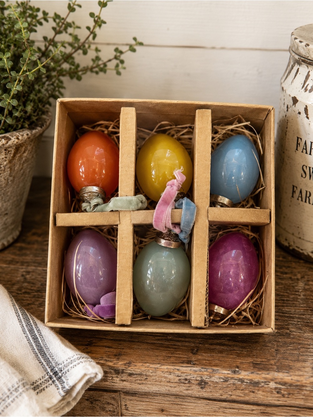 Anthropologie 3”’Glass Christmas Easter Ornaments Set of 6